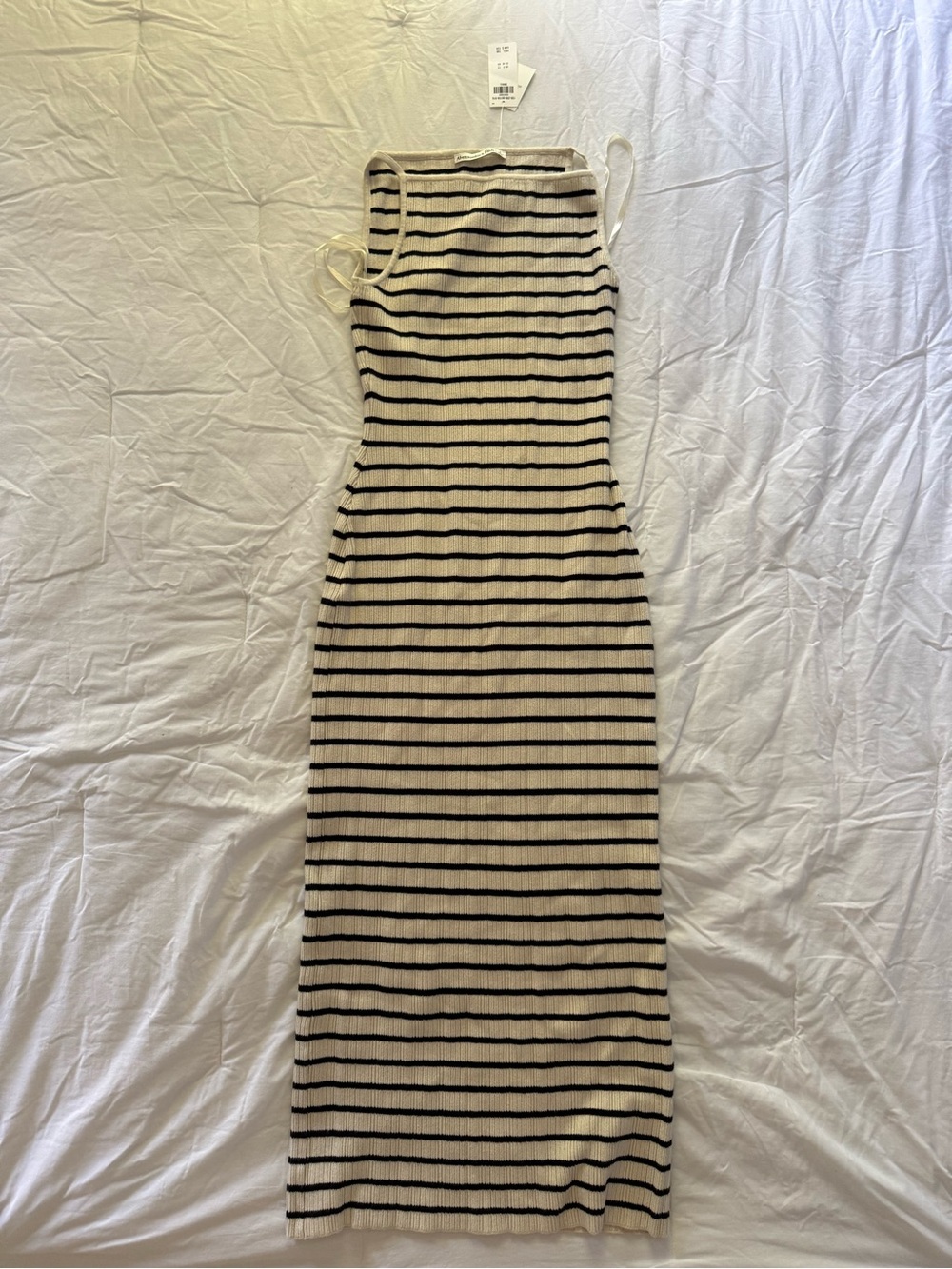 NWT Abercrombie & Fitch Cream and Black Striped Maxi Tank Dress